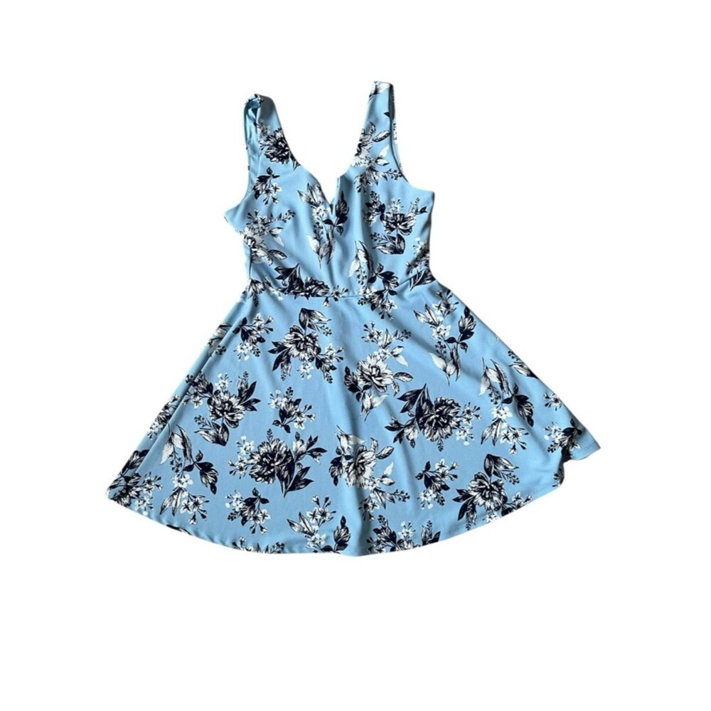 Light Blue Floral Skater Dress